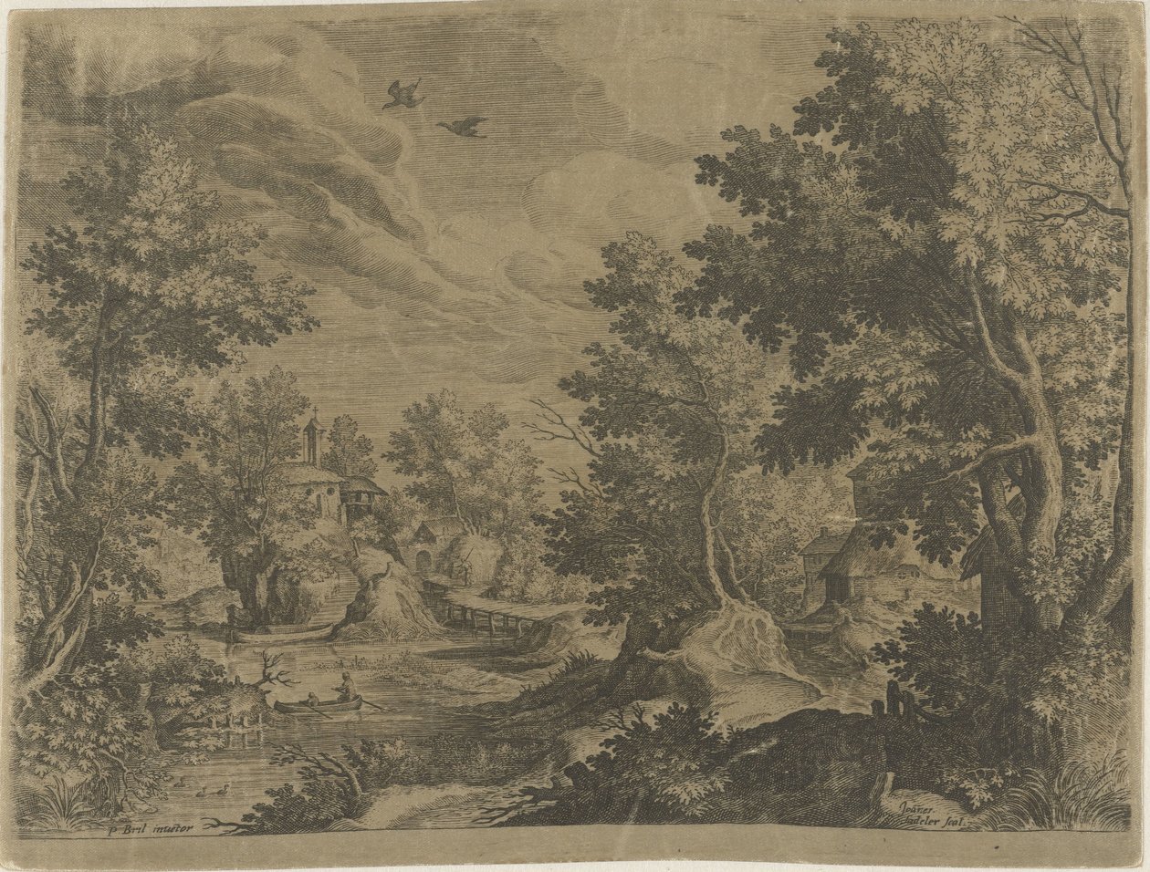 Říční krajina s veslicí od Johann Sadeler (I)