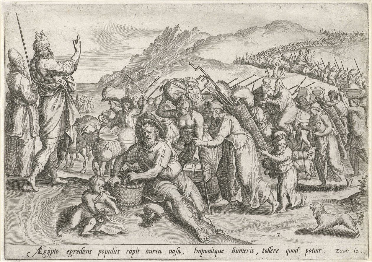 Exodus z Egypta Historie Mojžíše před Exodem (název série) Historia plagarum v Aegijpto (název série) od Johann Sadeler (I)