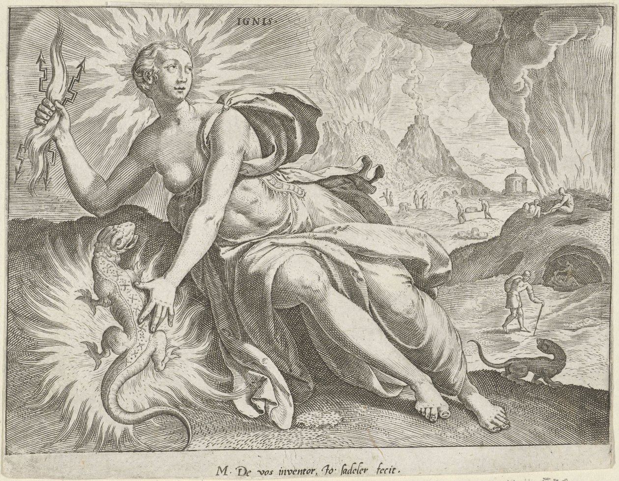 Ohňostroj Ignis (název na objektu) The Four Elements (název série) od Johann Sadeler (I)