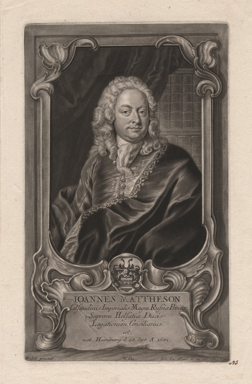 Johann Mattheson, ryl Johann Jakob Haid (1704-67), kolem 1744 (mezzotinta) od Johann Salomon Wahl