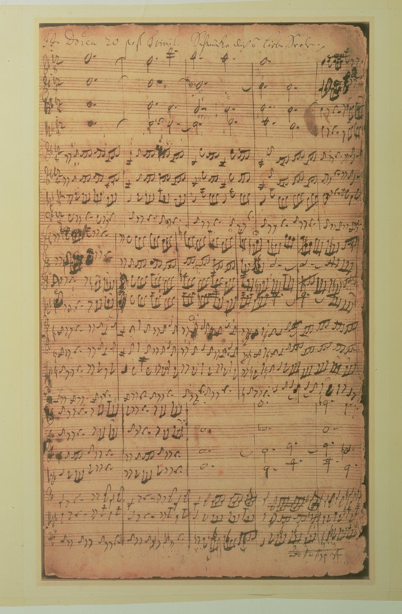 Autografní rukopis, kantáta BWV 180 "Schmucke dich o liebe Seele", J. S. Bach (tuš na papíře) od Johann Sebastian Bach