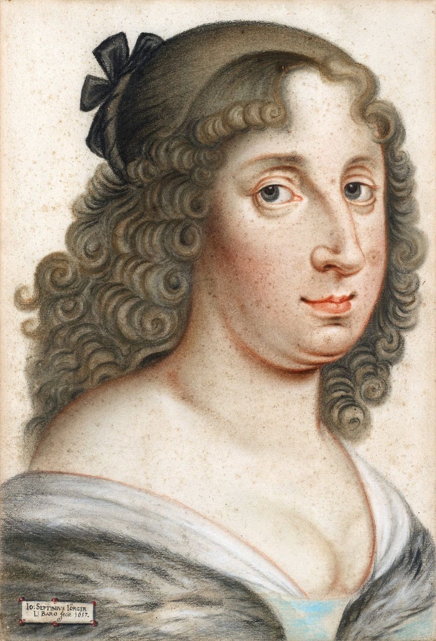 Portrét švédské královny Kristiny (1626-1689) - dílo Johanna Septimia Joerger von Tollet (1596-1672), pastel na papíře od Johann Septimius Jörger von Tollet