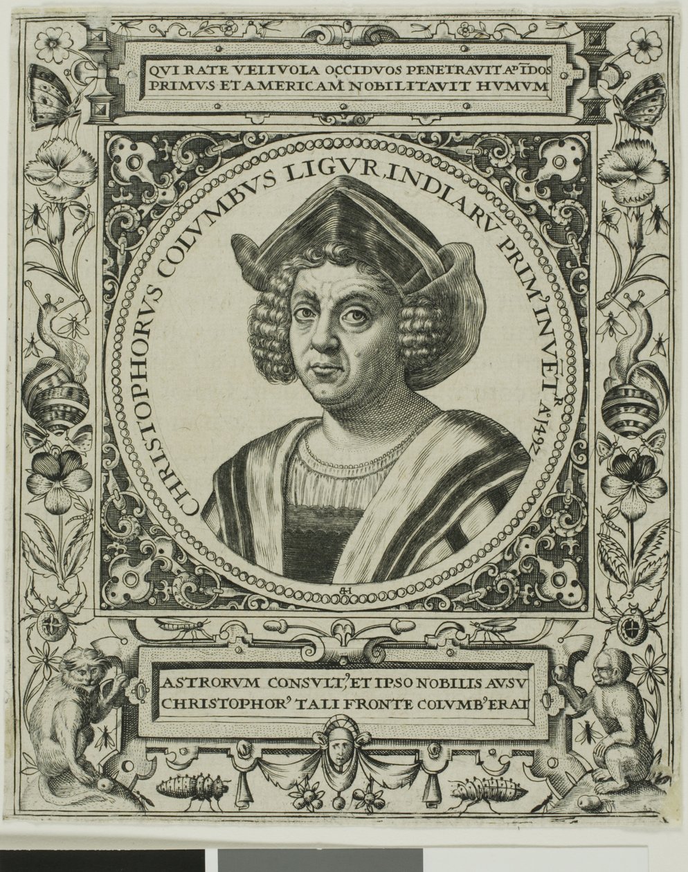 Kryštof Kolumbus, frontispis z 5. dílu knihy Theodora de Bry Amerika od Johann Theodor de Bry