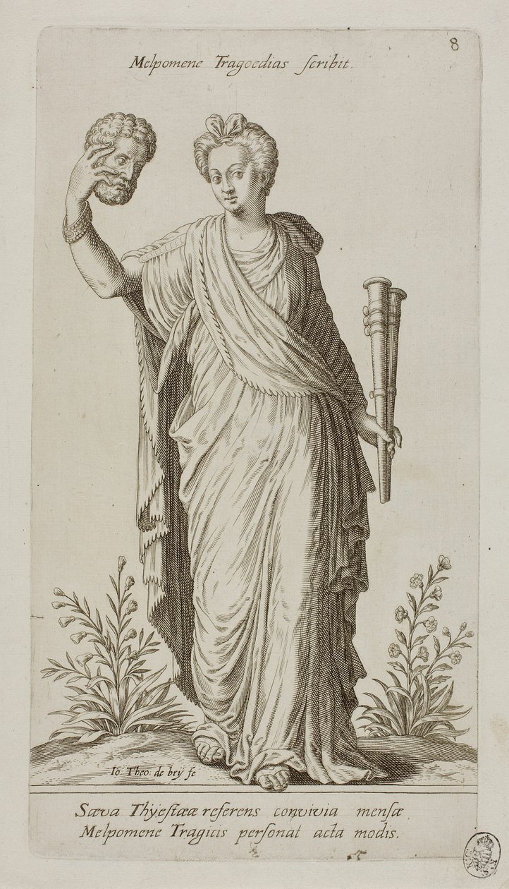 Melpomene, Muse of Tragedy, deska 8 z Parnassus Biceps od Johann Theodor de Bry