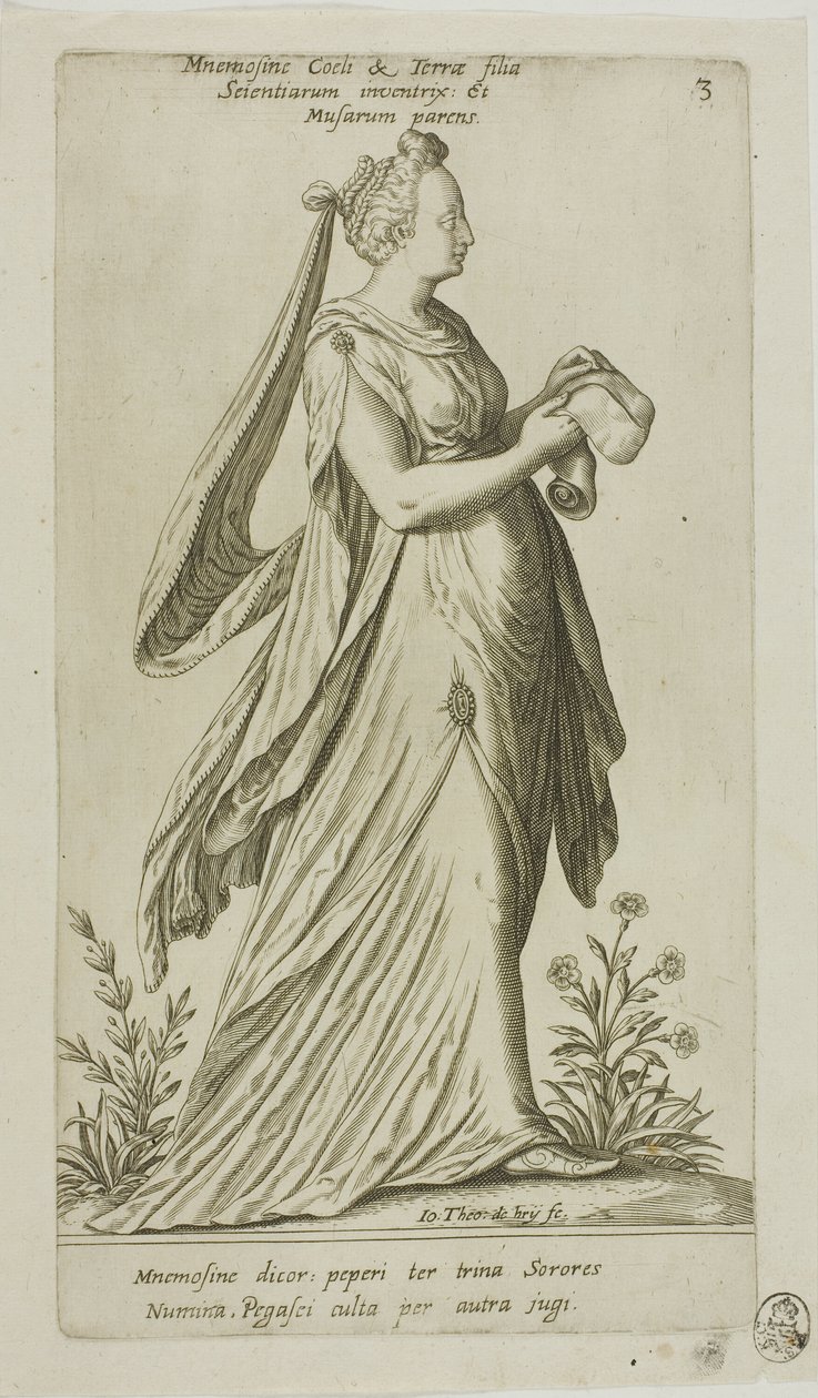 Mnemosine (Memory), deska 3 z Parnassus Biceps od Johann Theodor de Bry