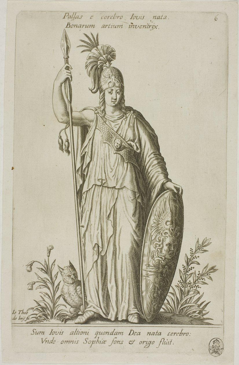 Pallas Athena, deska 6 z Parnasu Biceps od Johann Theodor de Bry