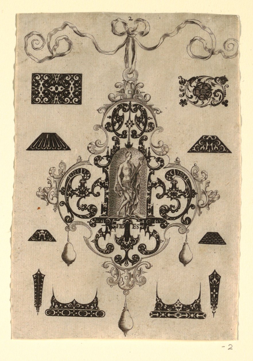 Talíř 2, ze série osmi designů přívěsků s hlavními ctnostmi od Johann Theodor de Bry