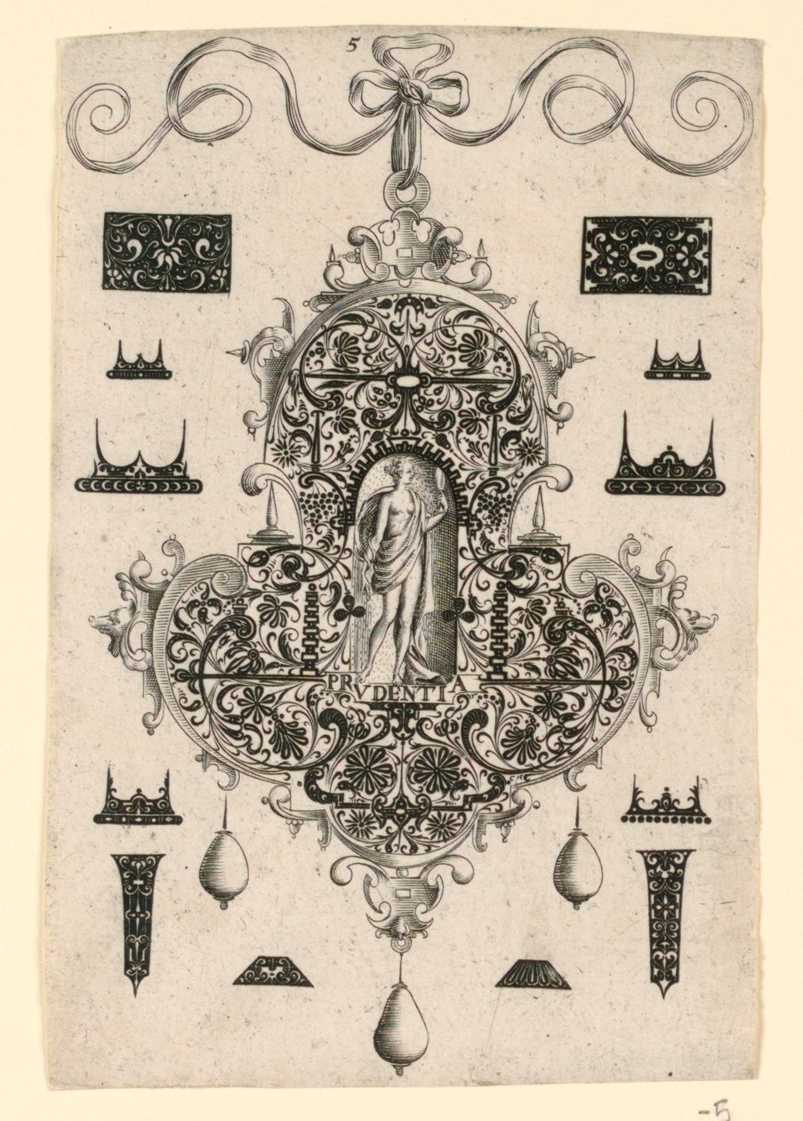 Deska 5 ze série osmi závěsných vzorů s hlavními ctnostmi od Johann Theodor de Bry