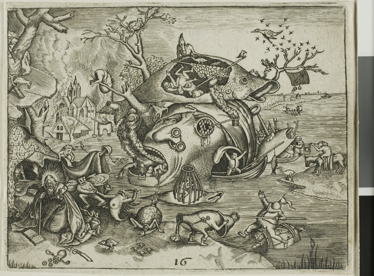 Pokušení svatého Antonína, deska 16 z Emblemata Secularia od Johann Theodor de Bry