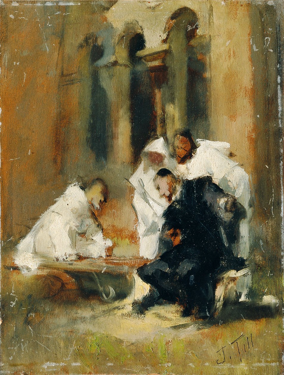 Na nádvoří kláštera (Tři dominikáni) od Johann  Till der Jüngere