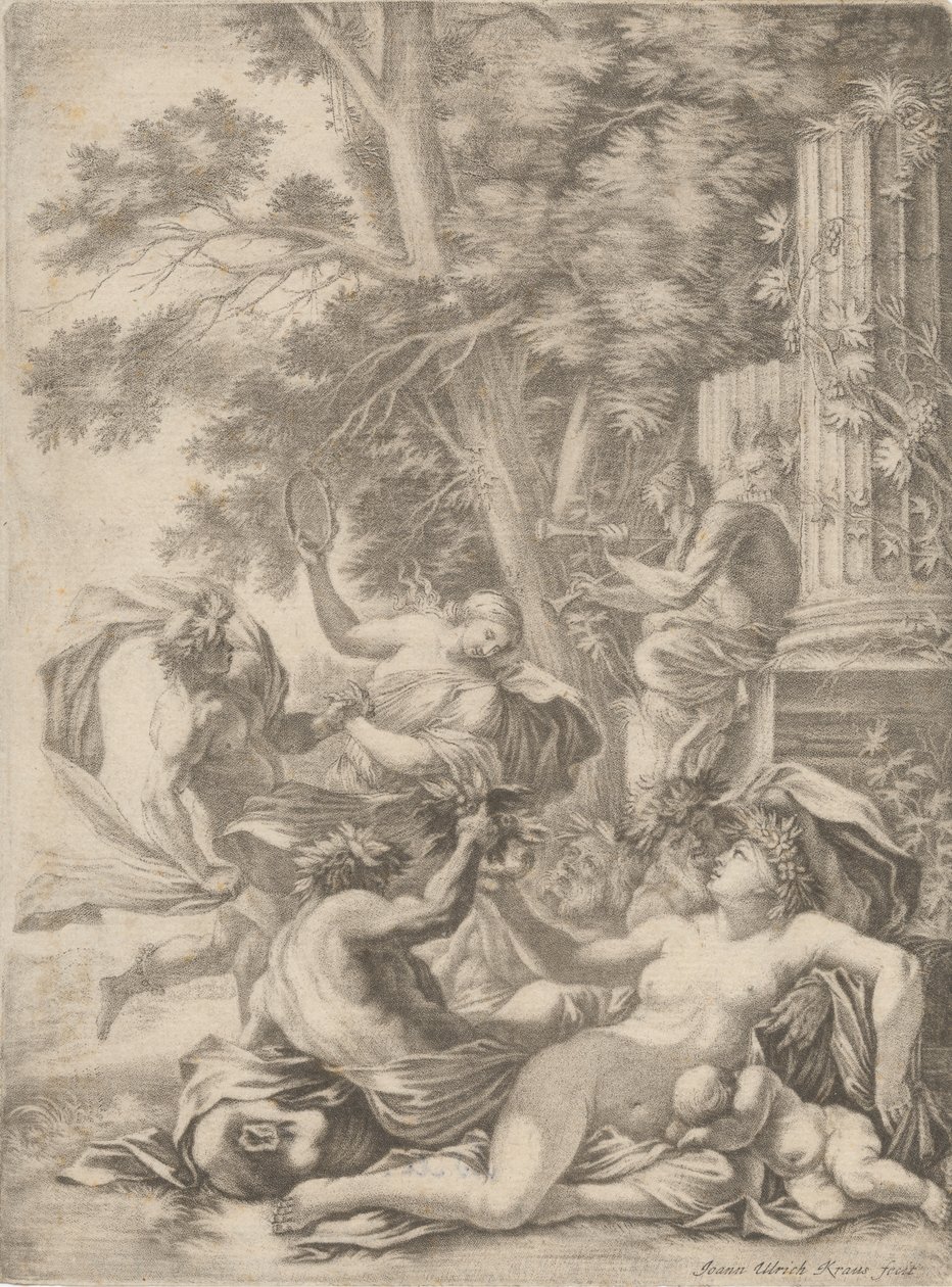 Bacchanian scéna od Johann Ulrich Kraus