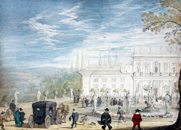 Pohled na Villa Ludovisi (kvaš na papíře) od Johann Wilhelm Baur