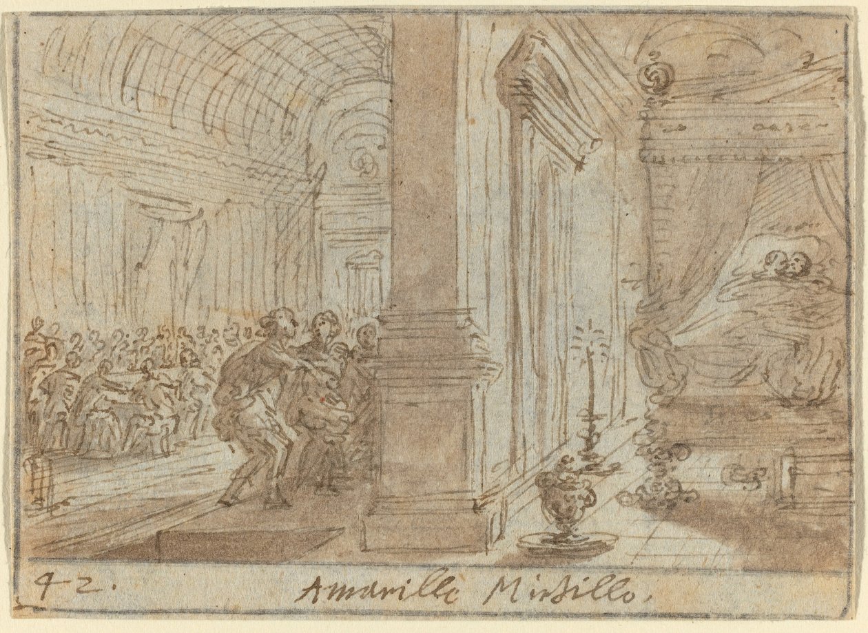 Amaryllis a Borůvka od Johann Wilhelm Baur