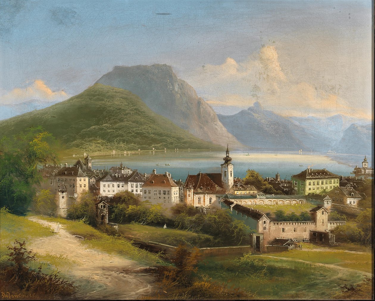 Johann Wilhelm Jankowski Pohled na Gmunden od Johann Wilhelm Jankowski