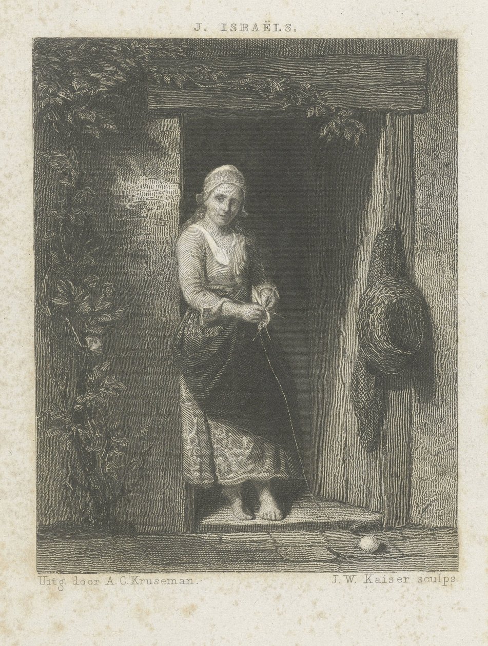 Mladá žena s pletením od Johann Wilhelm Kaiser (I)