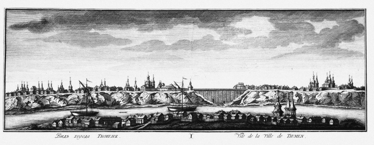 Pohled na Tyumen, cca 1735 od Johann Wilhelm Lürsenius