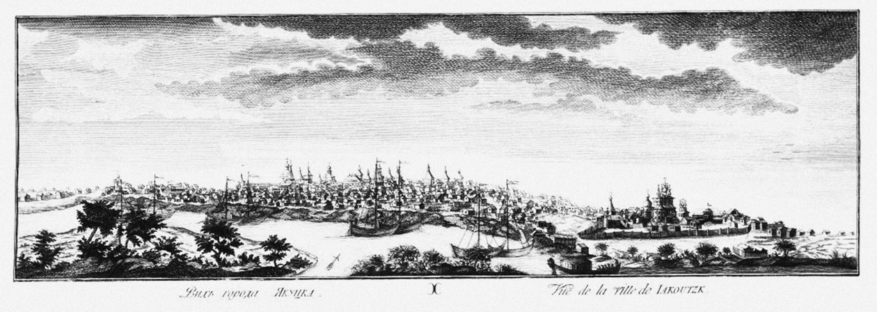 Pohled na Jakutsk, cca 1735 od Johann Wilhelm Lürsenius