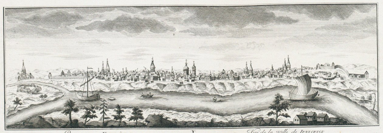 Pohled na Jenisejsk, cca 1735 od Johann Wilhelm Lürsenius