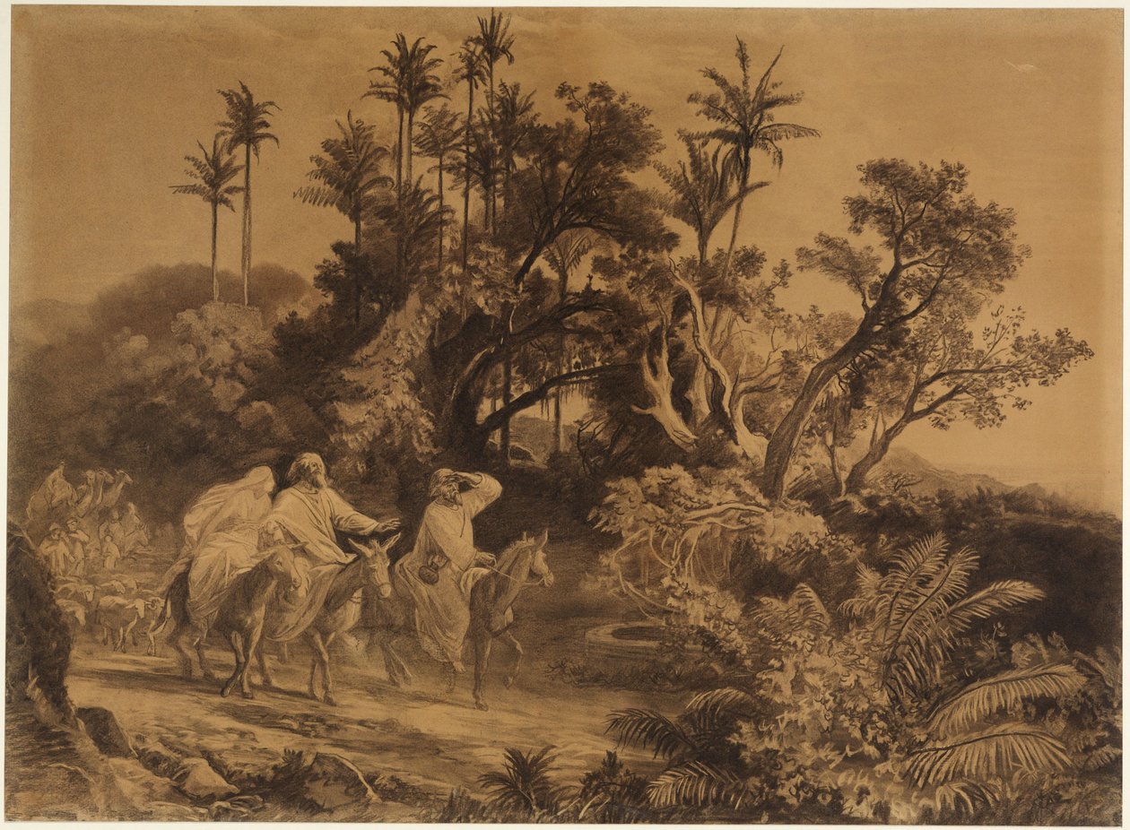 Abrahamův příchod do zaslíbené země (Genesis 12, 5 a násl.) od Johann Wilhelm Schirmer
