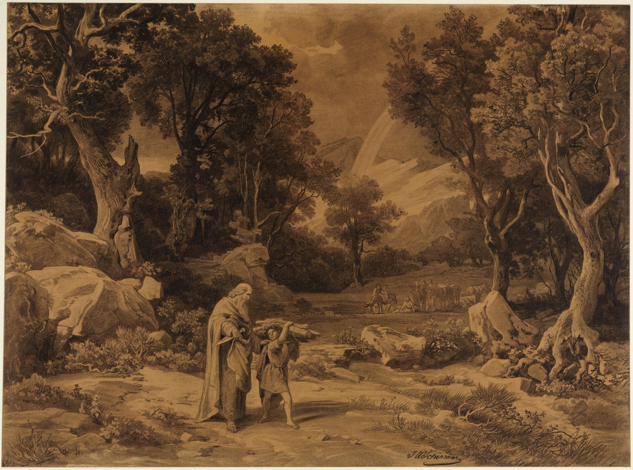 Cesta k oběti (Genesis 22, 6) od Johann Wilhelm Schirmer