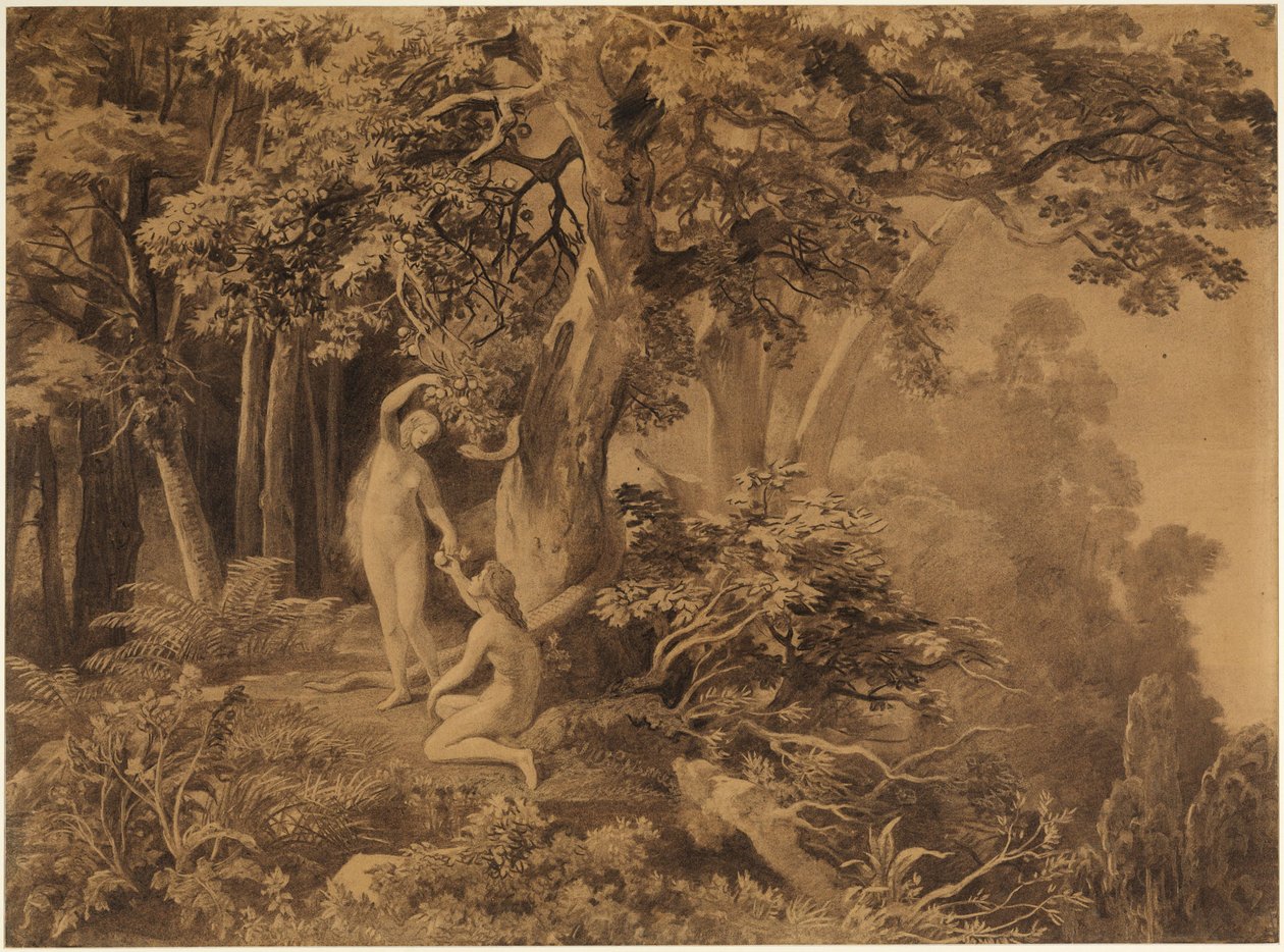 Pád do hříchu (Genesis 3, 6) od Johann Wilhelm Schirmer