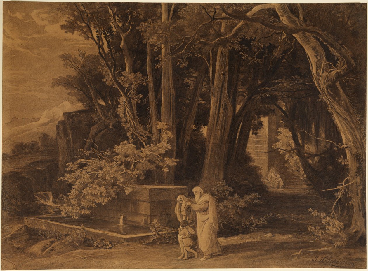 Vyhnání Hagar s Izmaelem (Genesis 21, 14) od Johann Wilhelm Schirmer