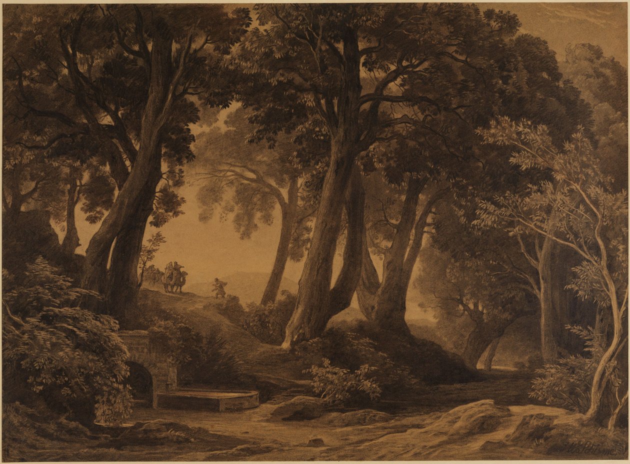 Setkání Izáka a Rebeky (Genesis 24, 62-63) od Johann Wilhelm Schirmer
