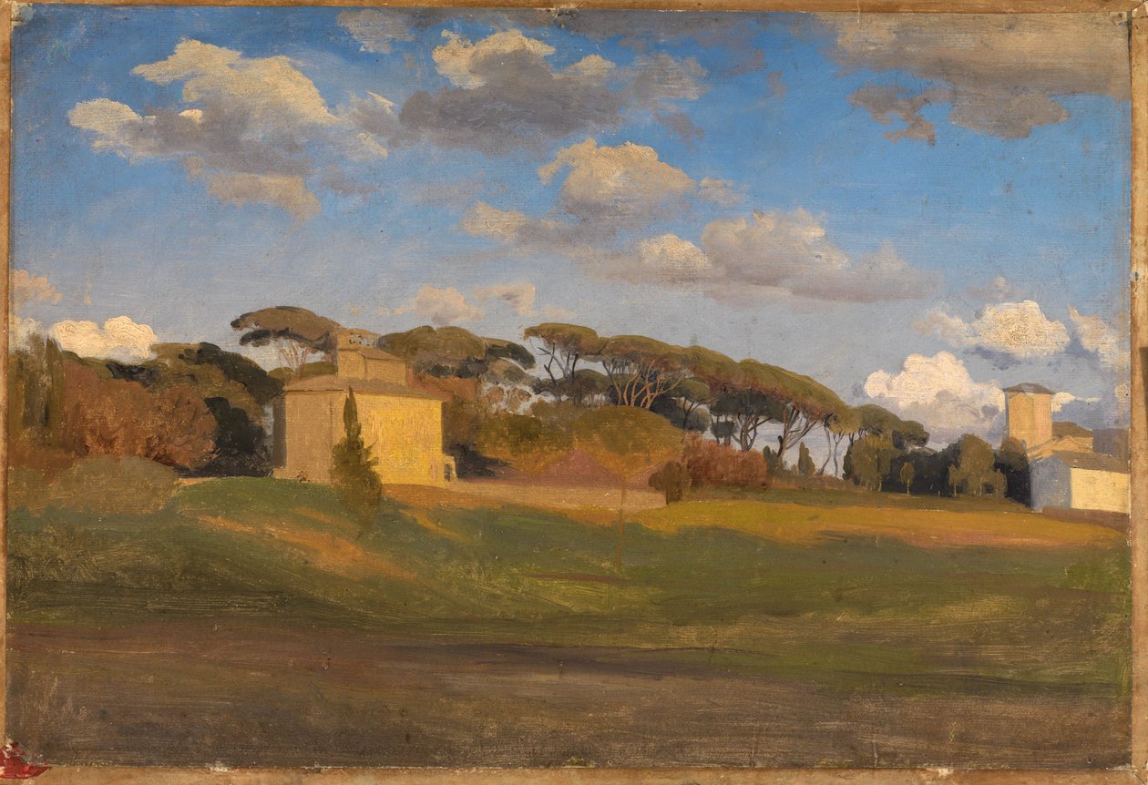 „Casina di Raffaello“ a vyhlídková věž v parku Villa Borghese od Johann Wilhelm Schirmer