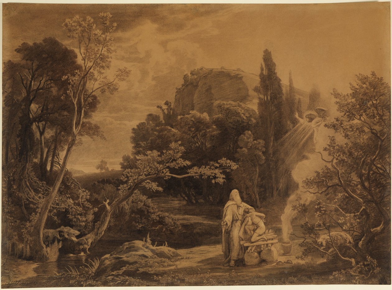Obětování Izáka (Genesis 22, 11-12) od Johann Wilhelm Schirmer