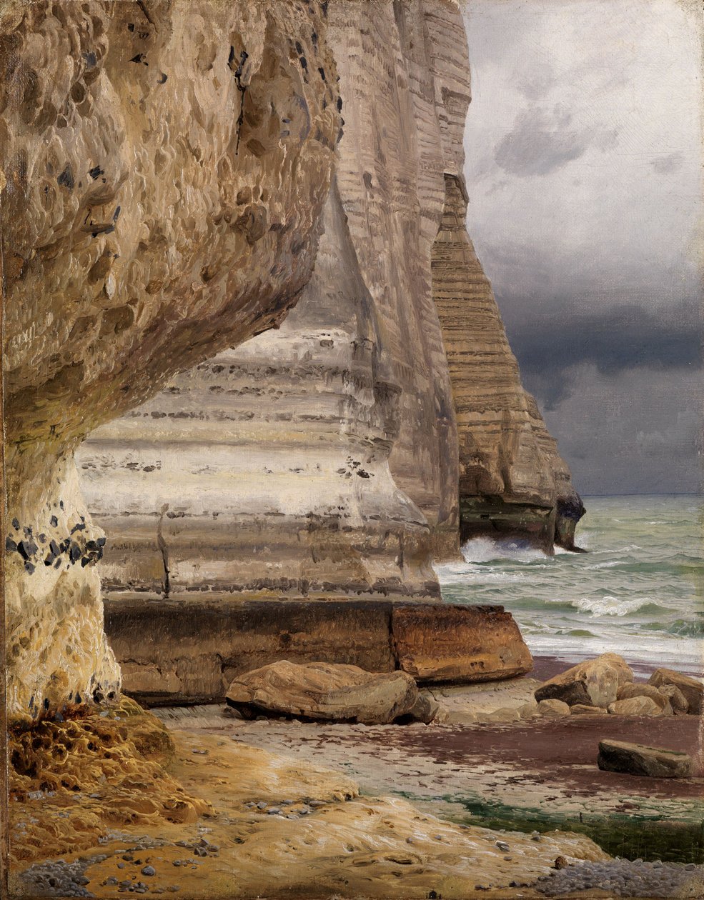 Skalnaté pobřeží u Etretatu od Johann Wilhelm Schirmer