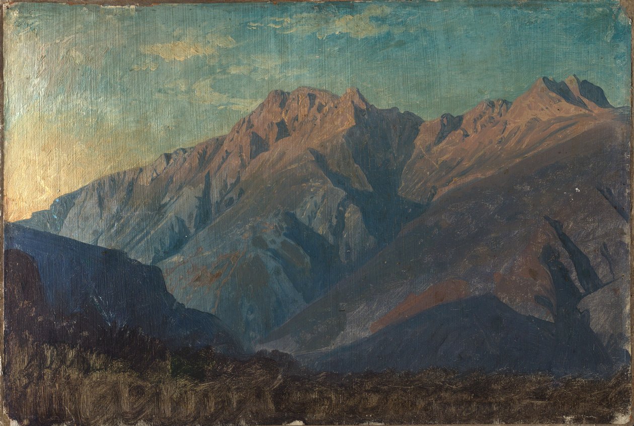 Skalní masiv (pravděpodobně) v Graubündenu od Johann Wilhelm Schirmer