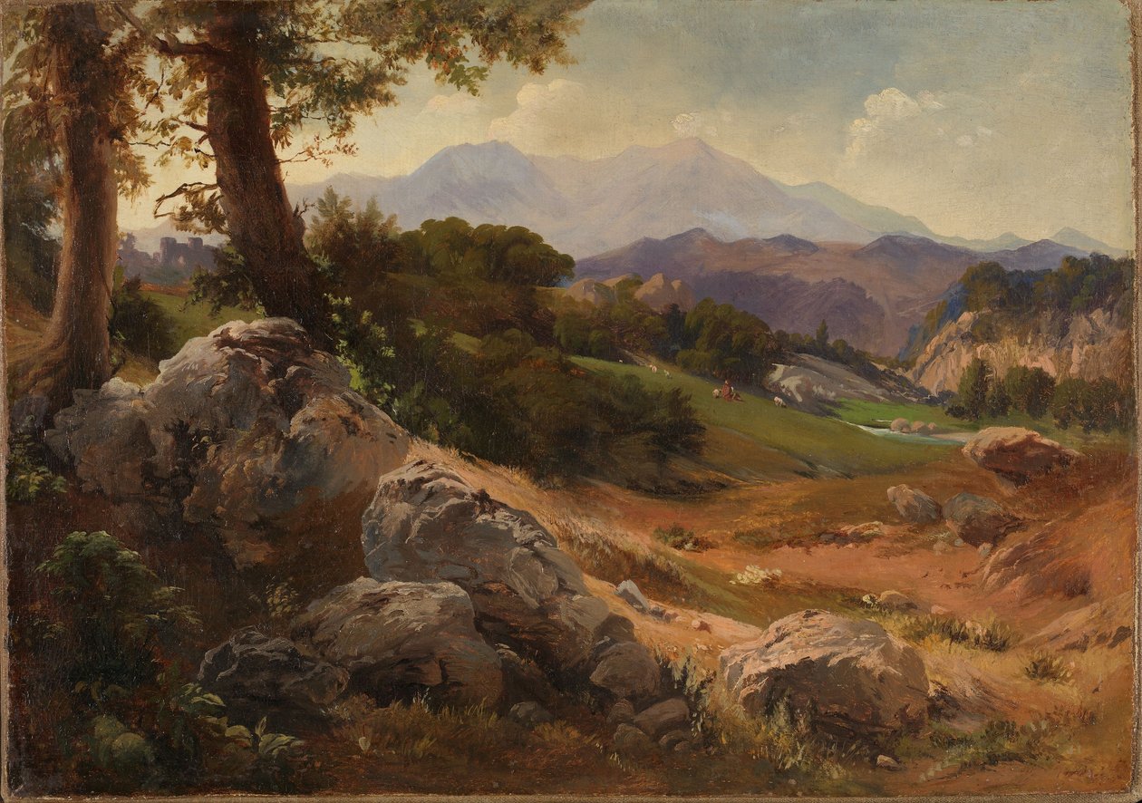 Horská krajina s kozami od Johann Wilhelm Schirmer