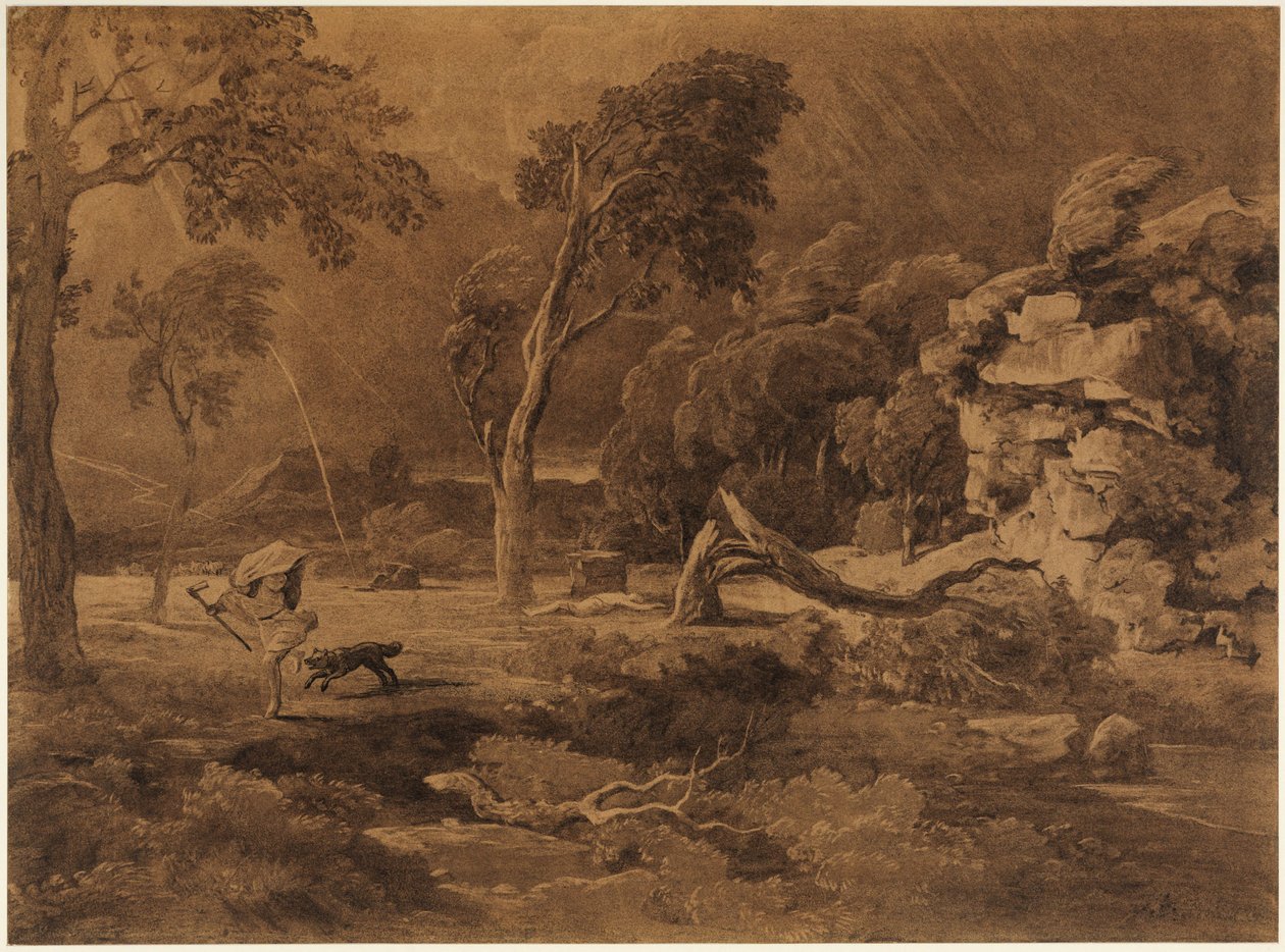Kainův útěk (Genesis 4, 16) od Johann Wilhelm Schirmer