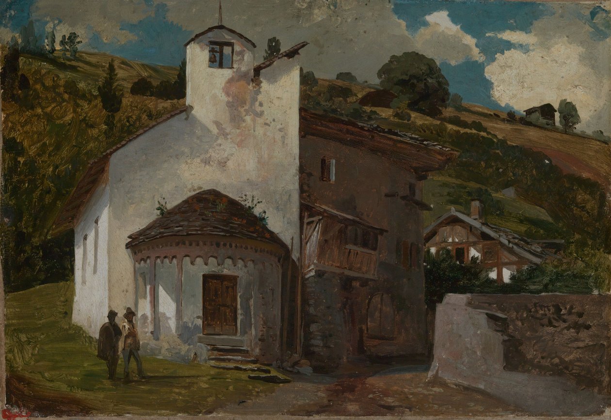 Kaple v alpské vesnici od Johann Wilhelm Schirmer