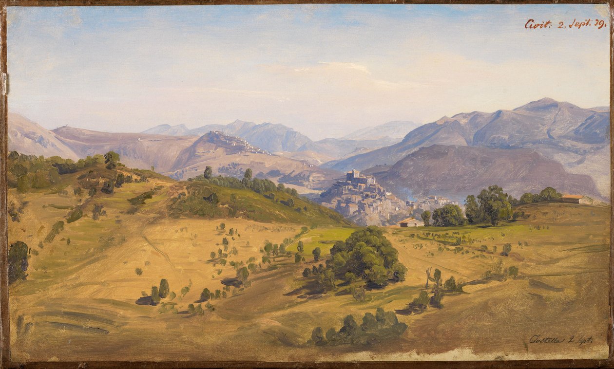 Krajina u Civitelly s výhledem na sever na Rocca Canterano od Johann Wilhelm Schirmer