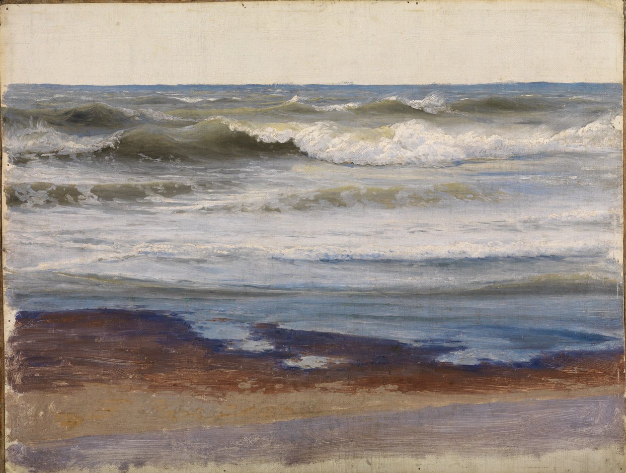 Mořský příboj na pobřeží Normandie od Johann Wilhelm Schirmer