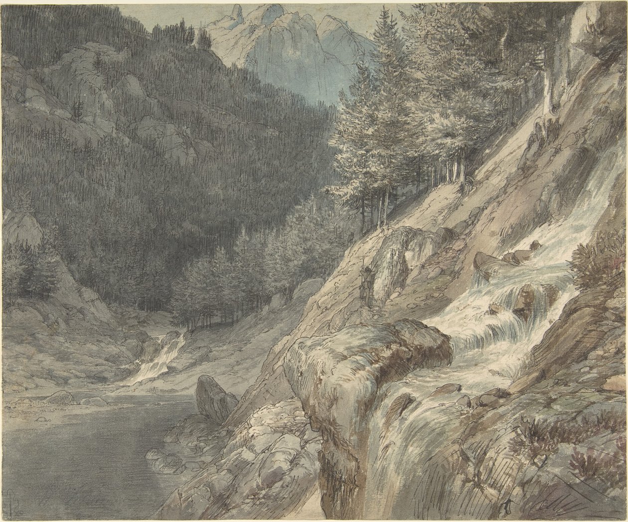 Horská krajina s řekou od Johann Wilhelm Schirmer