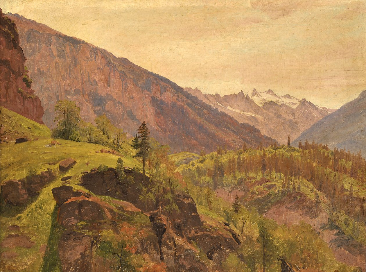 Švýcarská horská krajina od Johann Wilhelm Schirmer