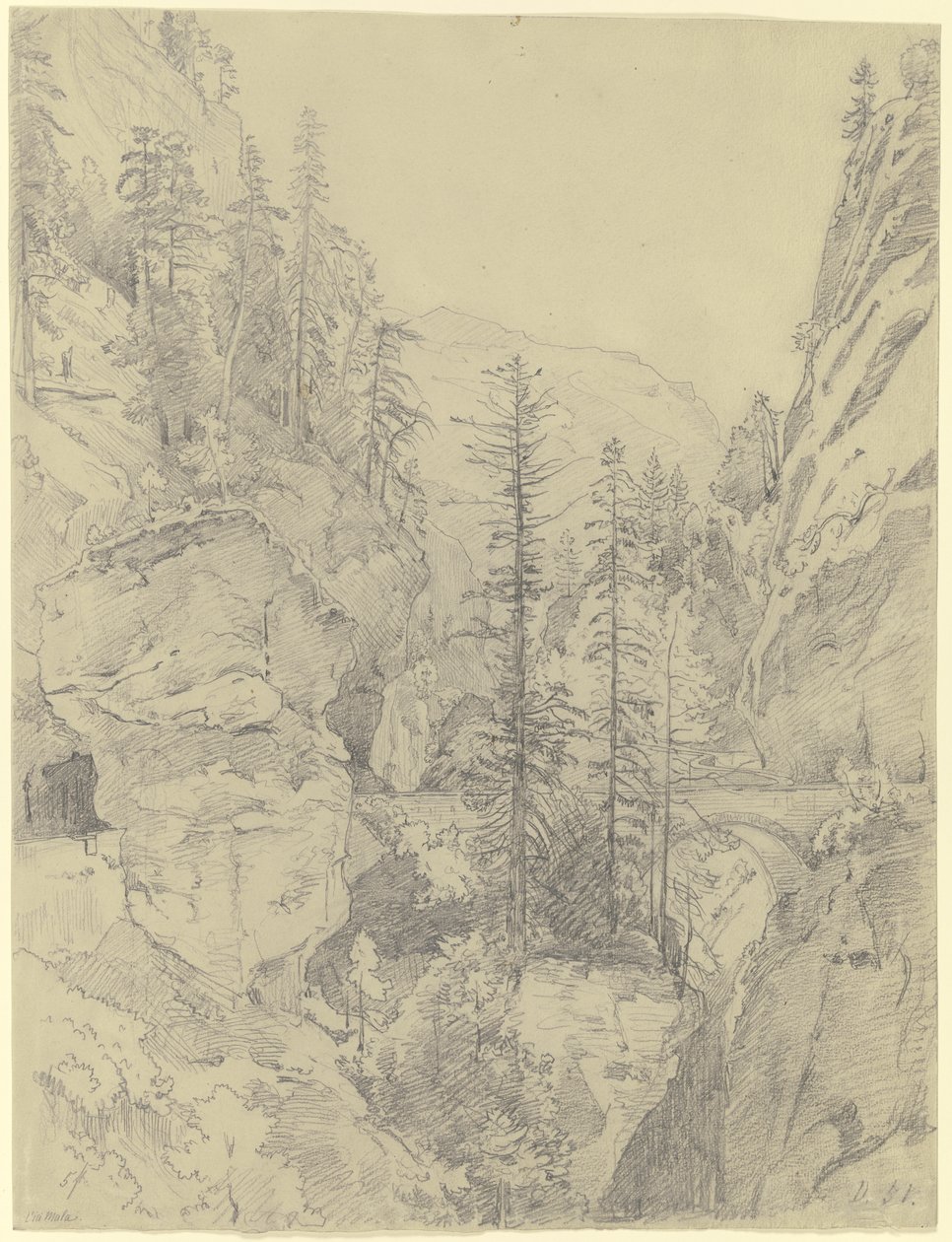 Úsek u Via Mala od Johann Wilhelm Schirmer