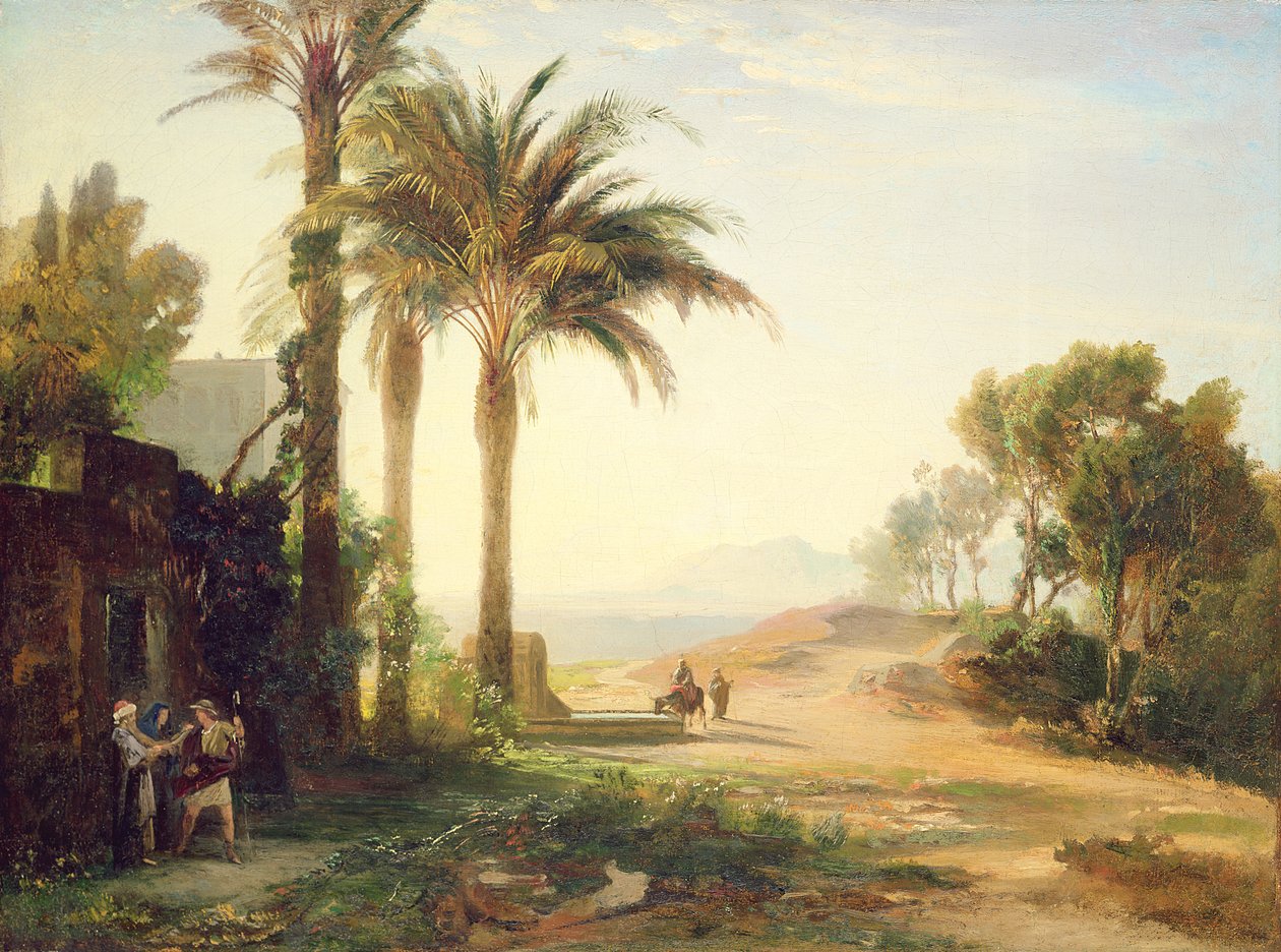 Odchod muže do Jericha (ráno) kolem roku 1856 od Johann Wilhelm Schirmer