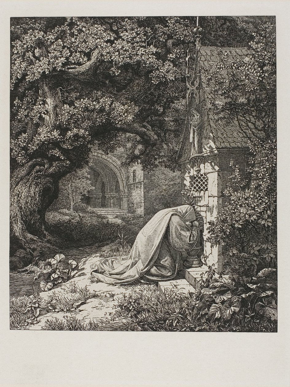 Modlící se jeptiška od Johann Wilhelm Schirmer