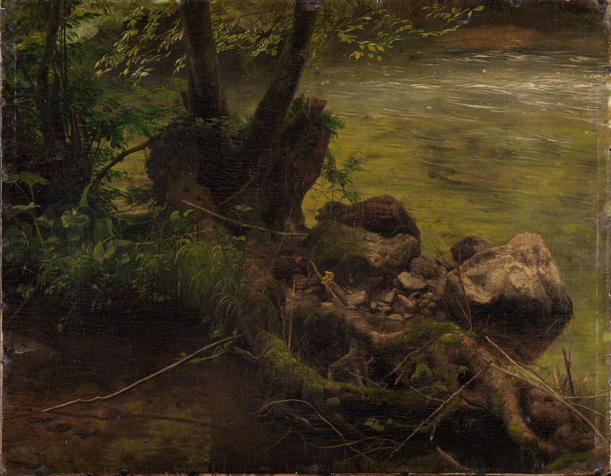Kořeny a kameny u potoka od Johann Wilhelm Schirmer