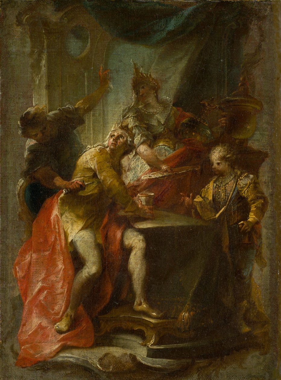 Vražda svatého Edwarda, krále a mučedníka, kolem roku 1750 od Johann Wolfgang Baumgartner