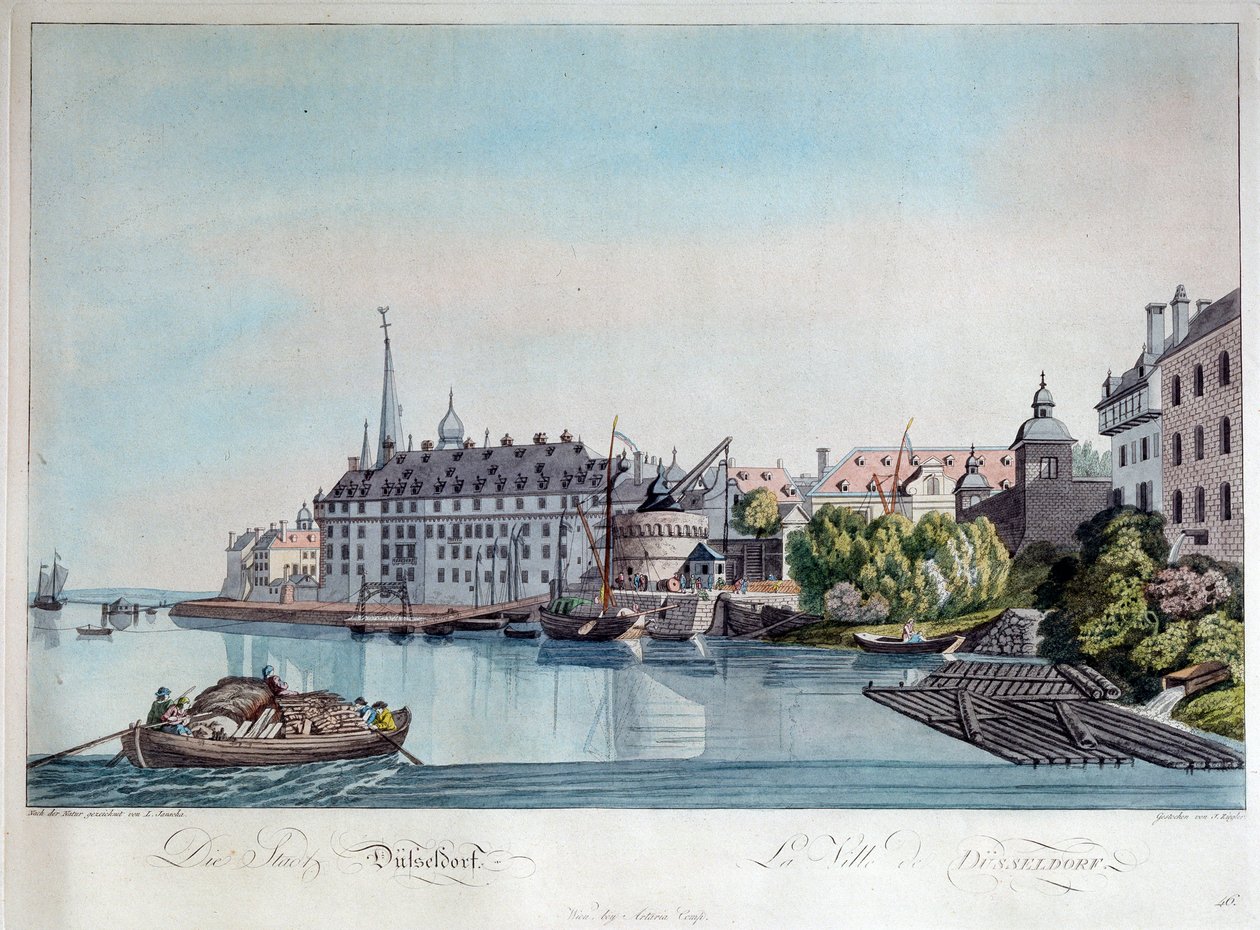 Pohled na Düsseldorf před francouzským bombardováním 6. října 1794 1798. od Johann Ziegler