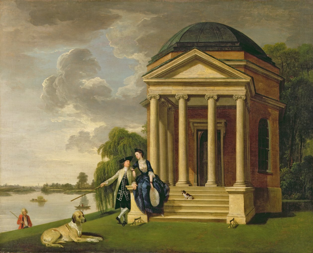 David Garrick (1717-79) a jeho manželka u jeho chrámu Shakespeara v Hamptonu, kolem roku 1762 (olej na plátně) od Johann Zoffany
