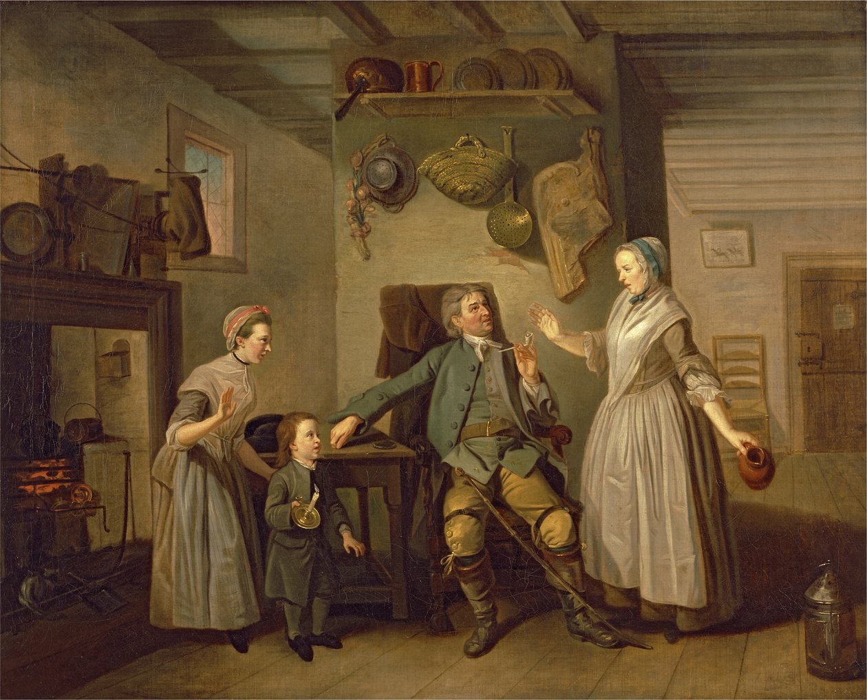 David Garrick a Mary Bradshaw ve filmu The Farmers Return od Davida Garricka, kolem roku 1762 od Johan Joseph Zoffany