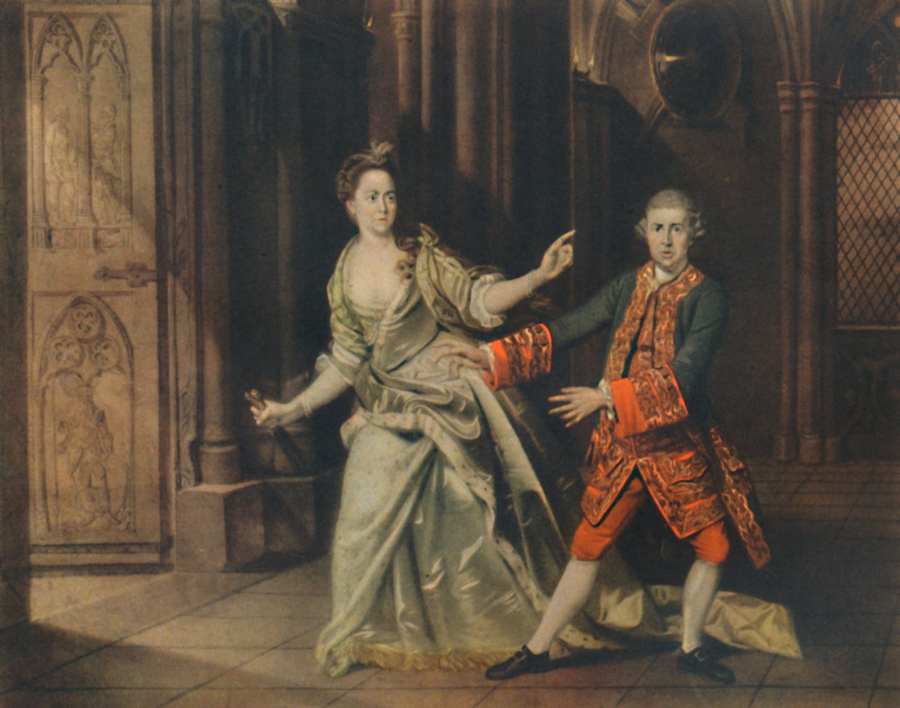 David Garrick a paní Pritchardová jako Macbeth a Lady Macbeth, 1768, 1948. od Johan Joseph Zoffany