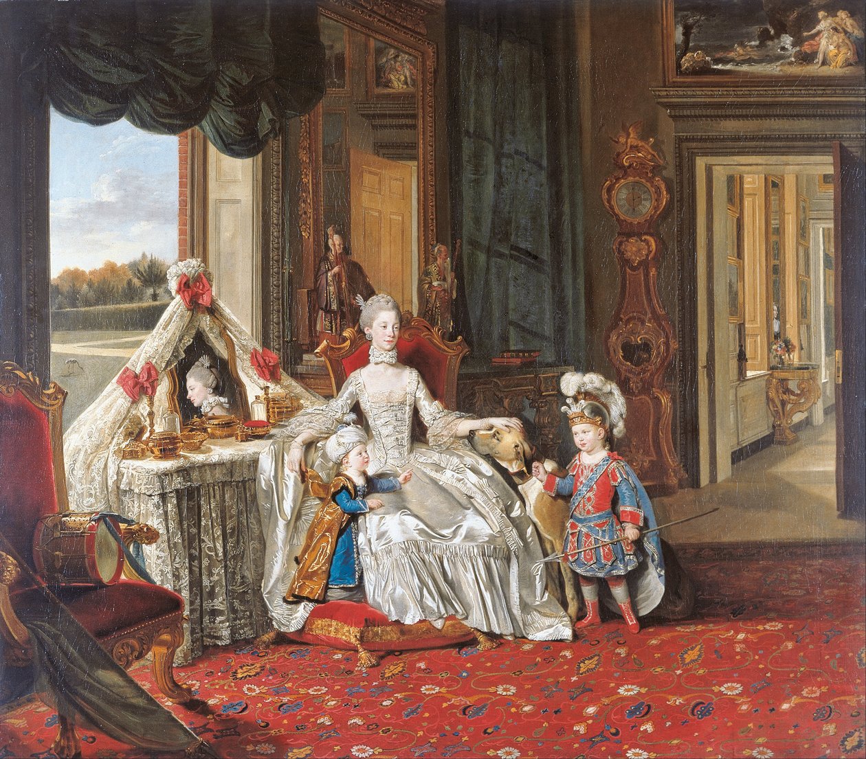 Královna Šarlota (1744-1818) se svými dvěma nejstaršími syny od Johann Zoffany