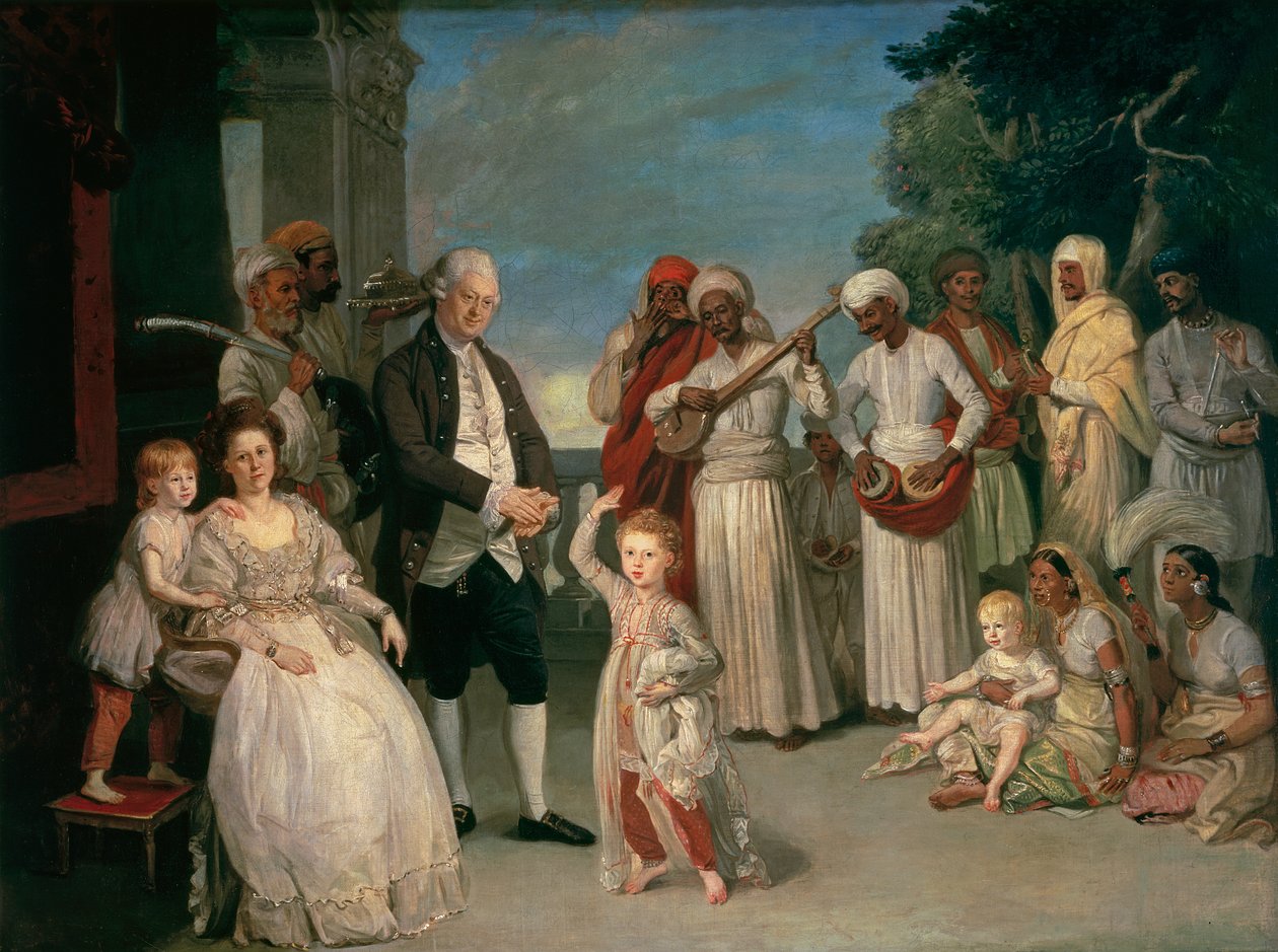 Sir Elijah a lady Impey a jejich tři děti od Johan Joseph Zoffany