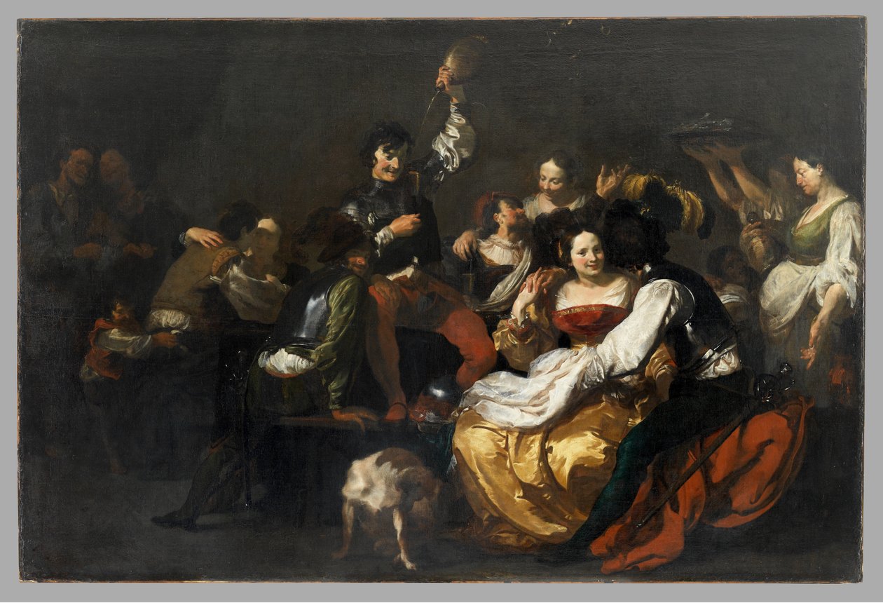 Radost s vojáky a prostitutkami, po roce 1625 od Johann after Liss or Lis or von Lys